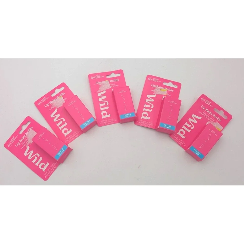 Lot 5 Packs Wild Lip Balm Refills 10 Total Cotton Candy NEW
